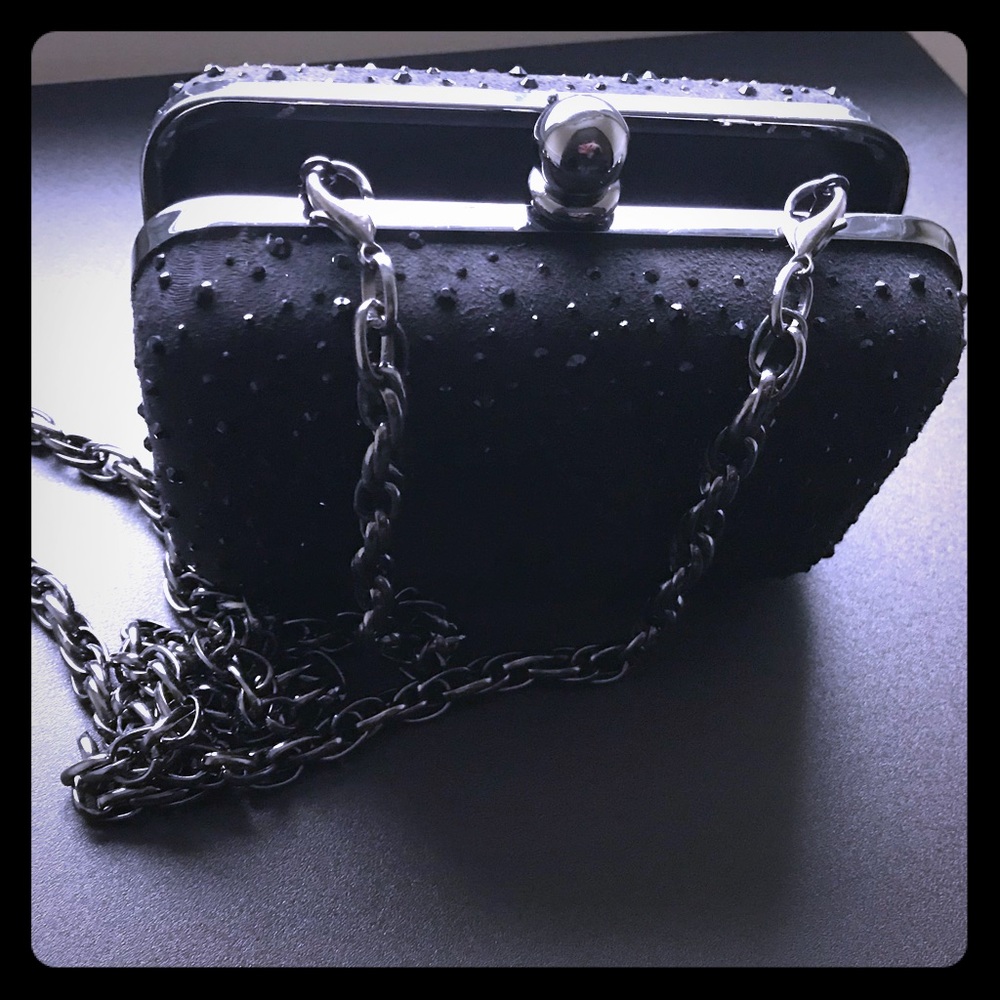 Beautiful WHBM black hard clutch with chain